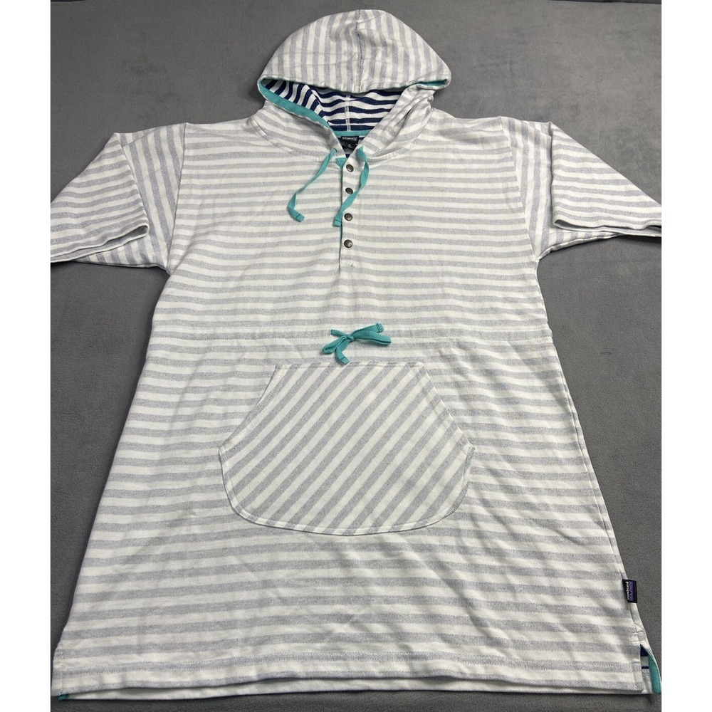 Patagonia Swim Cover Up Women Medium Striped Ws Sandlapper Hood Reverse Weave